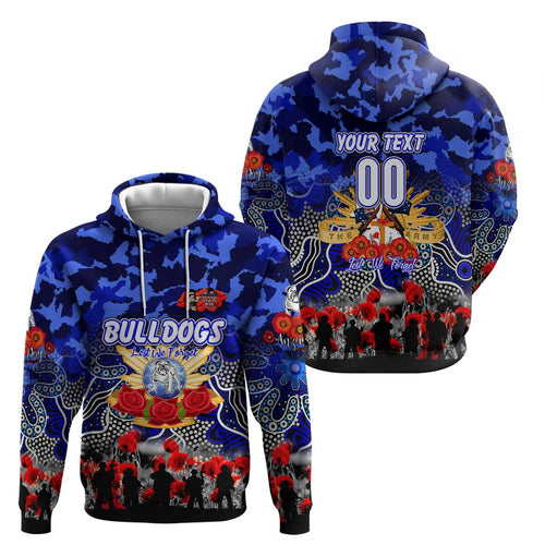 Personalized Bulldogs ANZAC Day Hoodie Australian Army - Lest We Forget