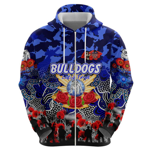 Personalized Bulldogs ANZAC Day Hoodie Australian Army - Lest We Forget