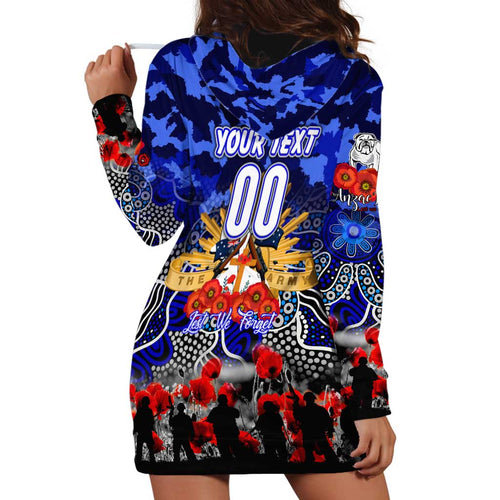 Personalized Bulldogs ANZAC Day Hoodie Dress Australian Army - Lest We Forget
