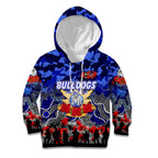 Personalized Bulldogs ANZAC Day Kid Hoodie Australian Army - Lest We Forget