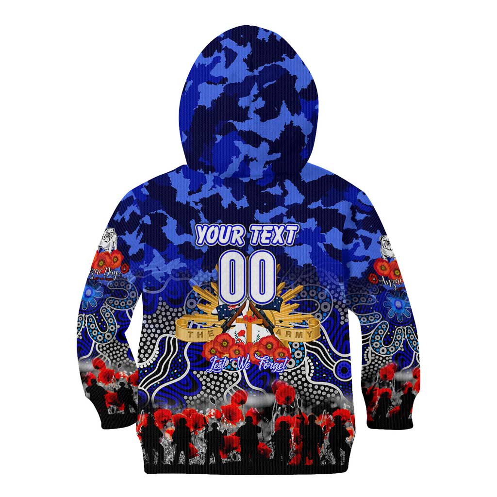 Personalized Bulldogs ANZAC Day Kid Hoodie Australian Army - Lest We Forget