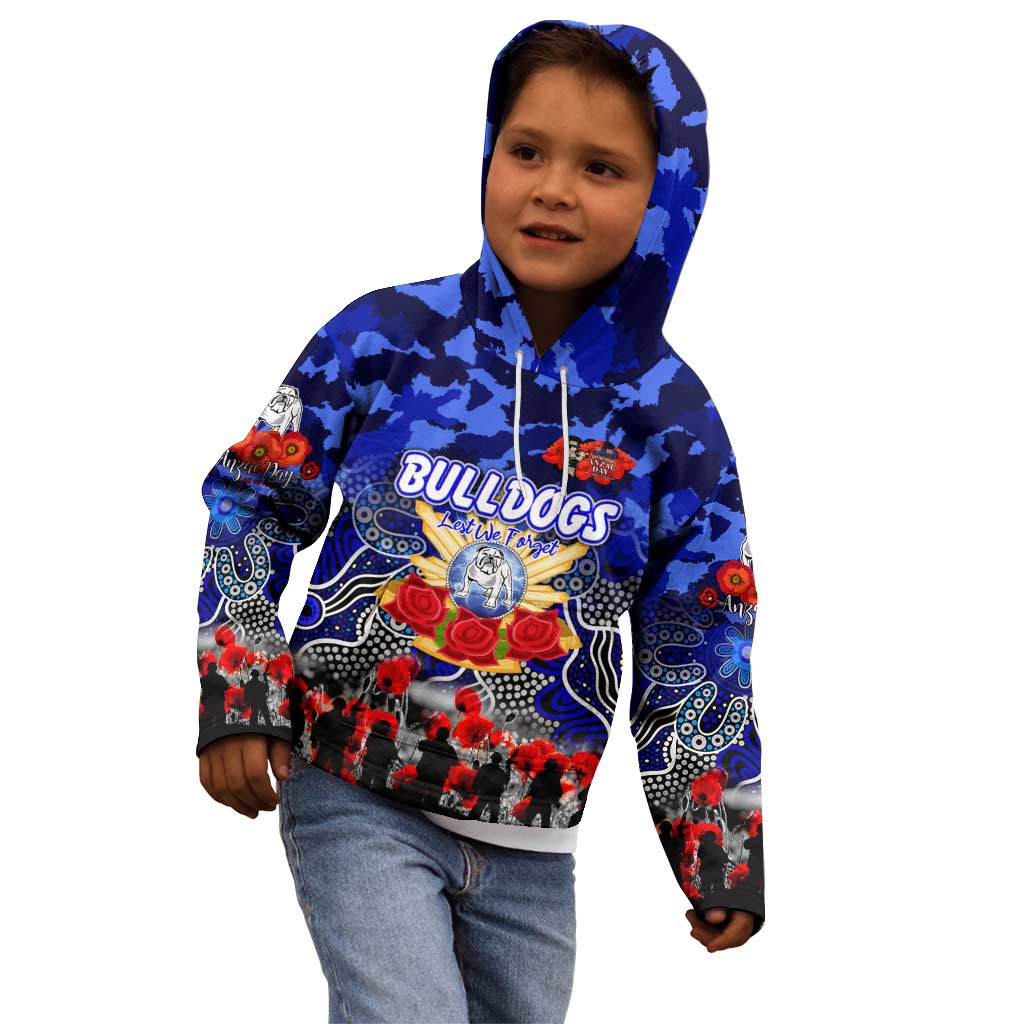 Personalized Bulldogs ANZAC Day Kid Hoodie Australian Army - Lest We Forget