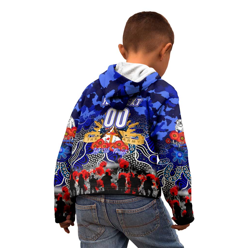 Personalized Bulldogs ANZAC Day Kid Hoodie Australian Army - Lest We Forget