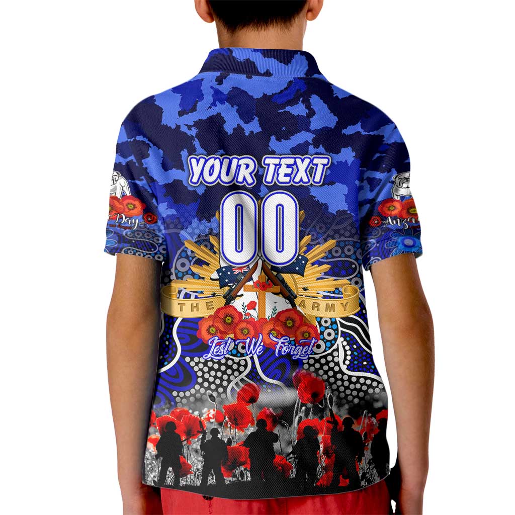 Personalized Bulldogs ANZAC Day Kid Polo Shirt Australian Army - Lest We Forget