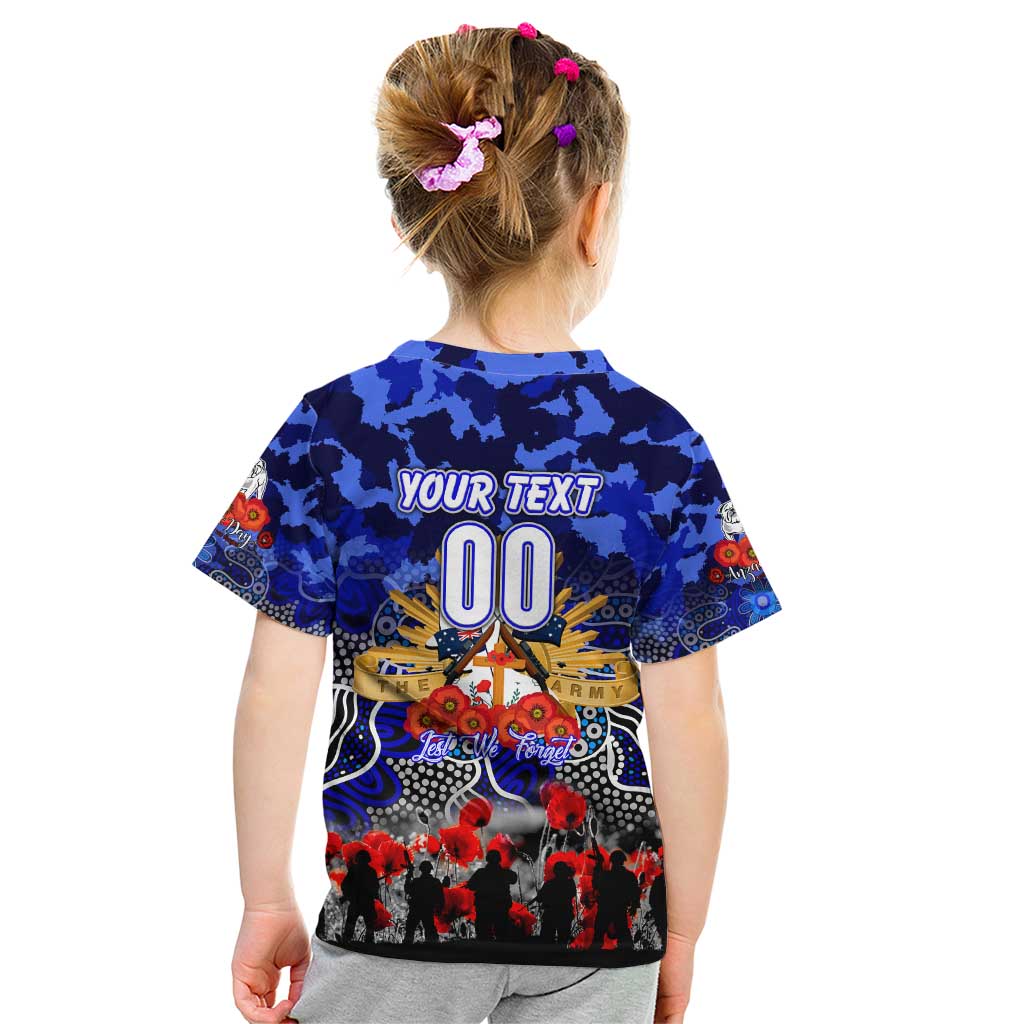 Personalized Bulldogs ANZAC Day Kid T Shirt Australian Army - Lest We Forget