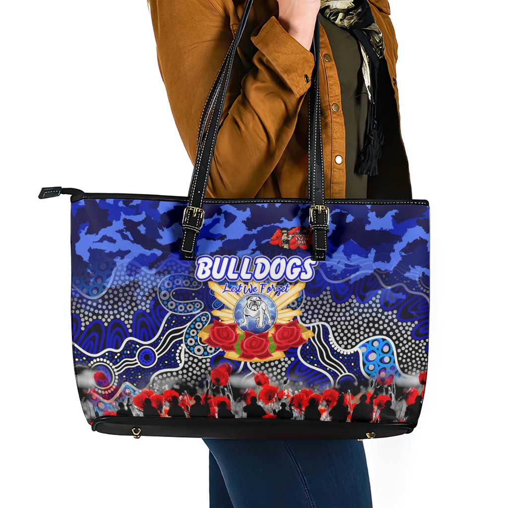 Bulldogs ANZAC Day Leather Tote Bag Australian Army - Lest We Forget