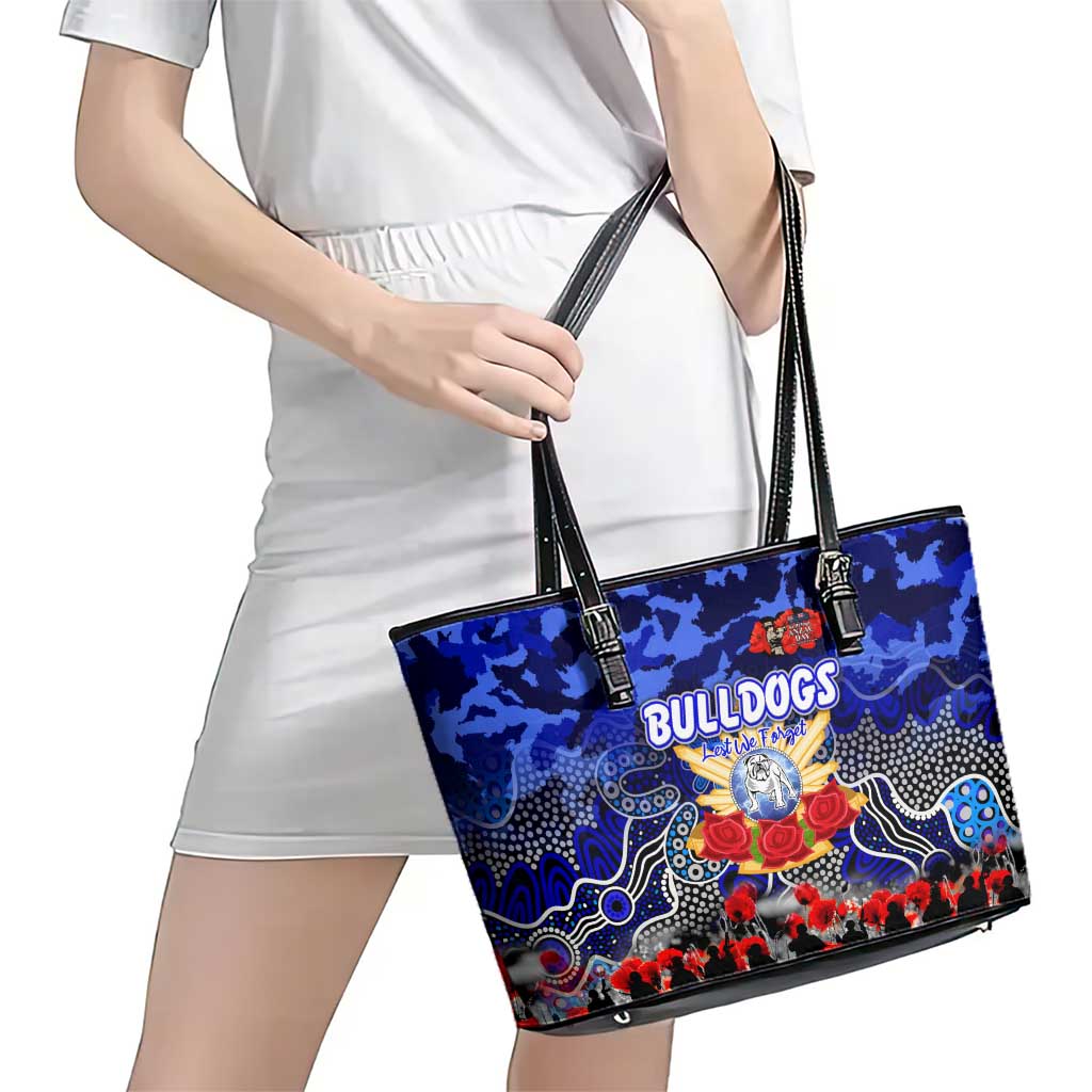 Bulldogs ANZAC Day Leather Tote Bag Australian Army - Lest We Forget