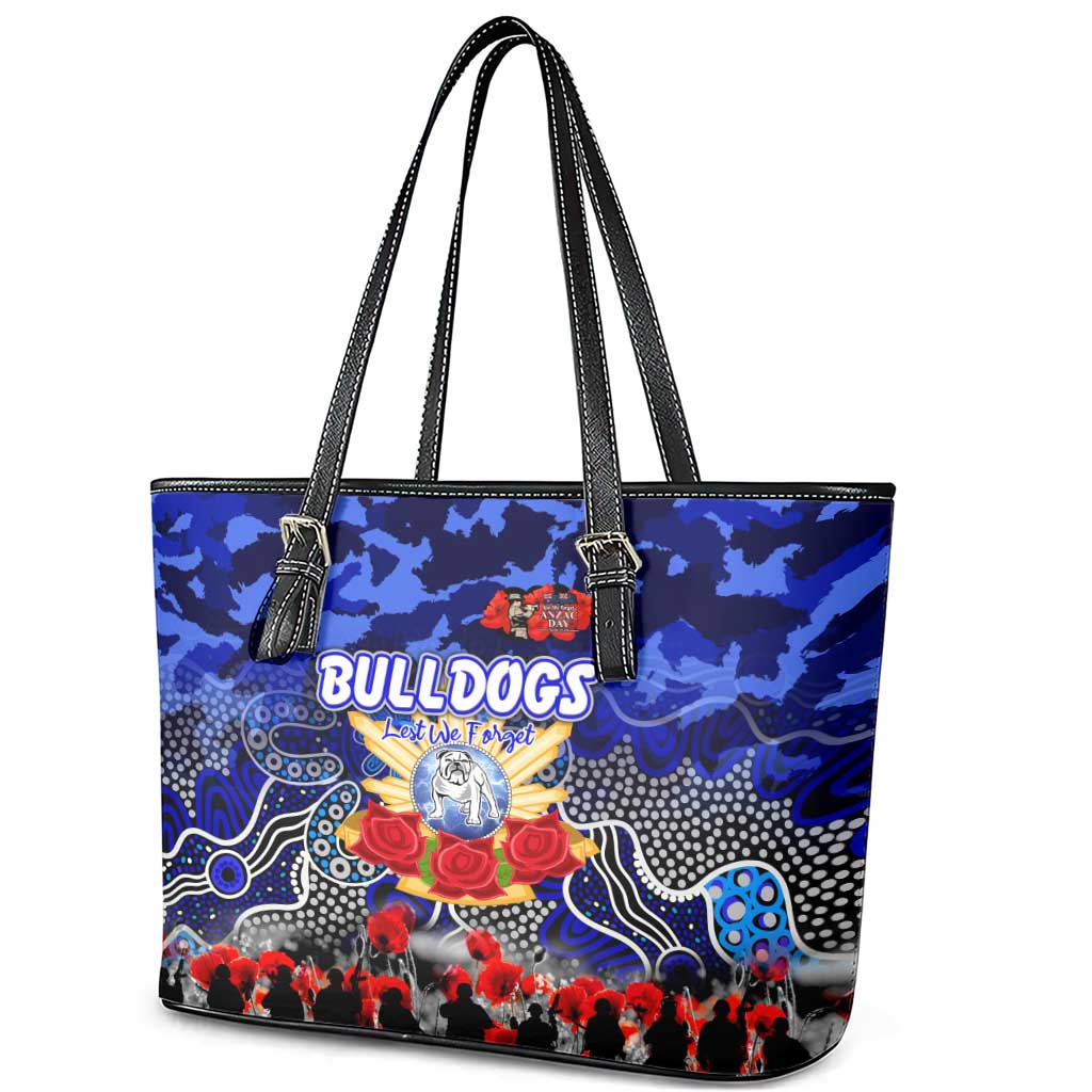 Bulldogs ANZAC Day Leather Tote Bag Australian Army - Lest We Forget