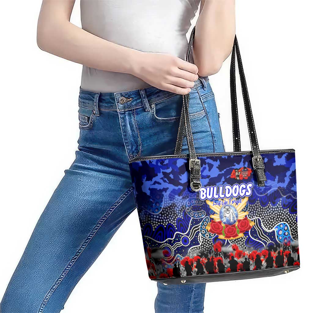 Bulldogs ANZAC Day Leather Tote Bag Australian Army - Lest We Forget