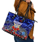 Bulldogs ANZAC Day Leather Tote Bag Australian Army - Lest We Forget