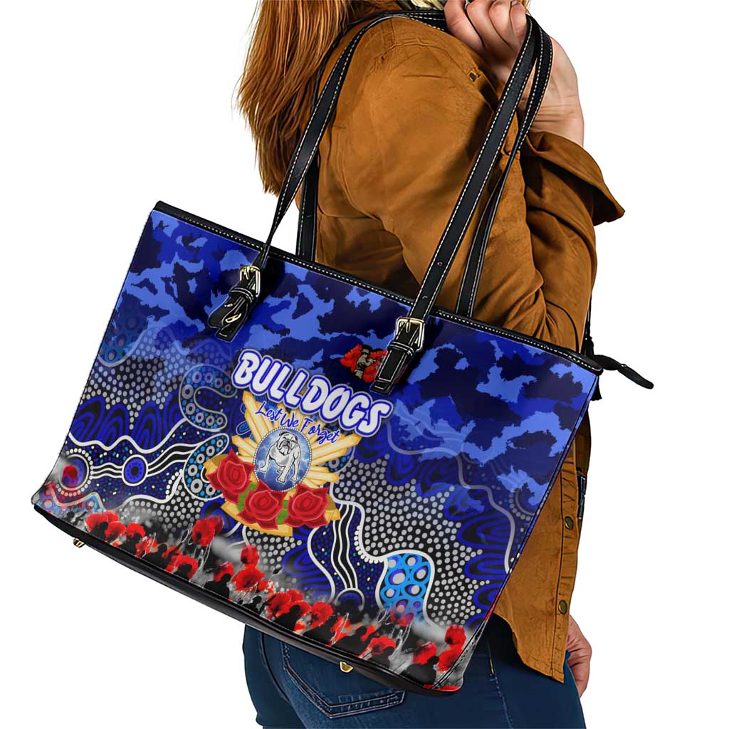 Bulldogs ANZAC Day Leather Tote Bag Australian Army - Lest We Forget