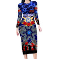 Personalized Bulldogs ANZAC Day Long Sleeve Bodycon Dress Australian Army - Lest We Forget