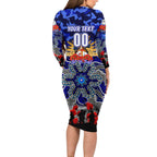 Personalized Bulldogs ANZAC Day Long Sleeve Bodycon Dress Australian Army - Lest We Forget