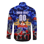 Personalized Bulldogs ANZAC Day Long Sleeve Button Shirt Australian Army - Lest We Forget