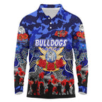 Personalized Bulldogs ANZAC Day Long Sleeve Polo Shirt Australian Army - Lest We Forget