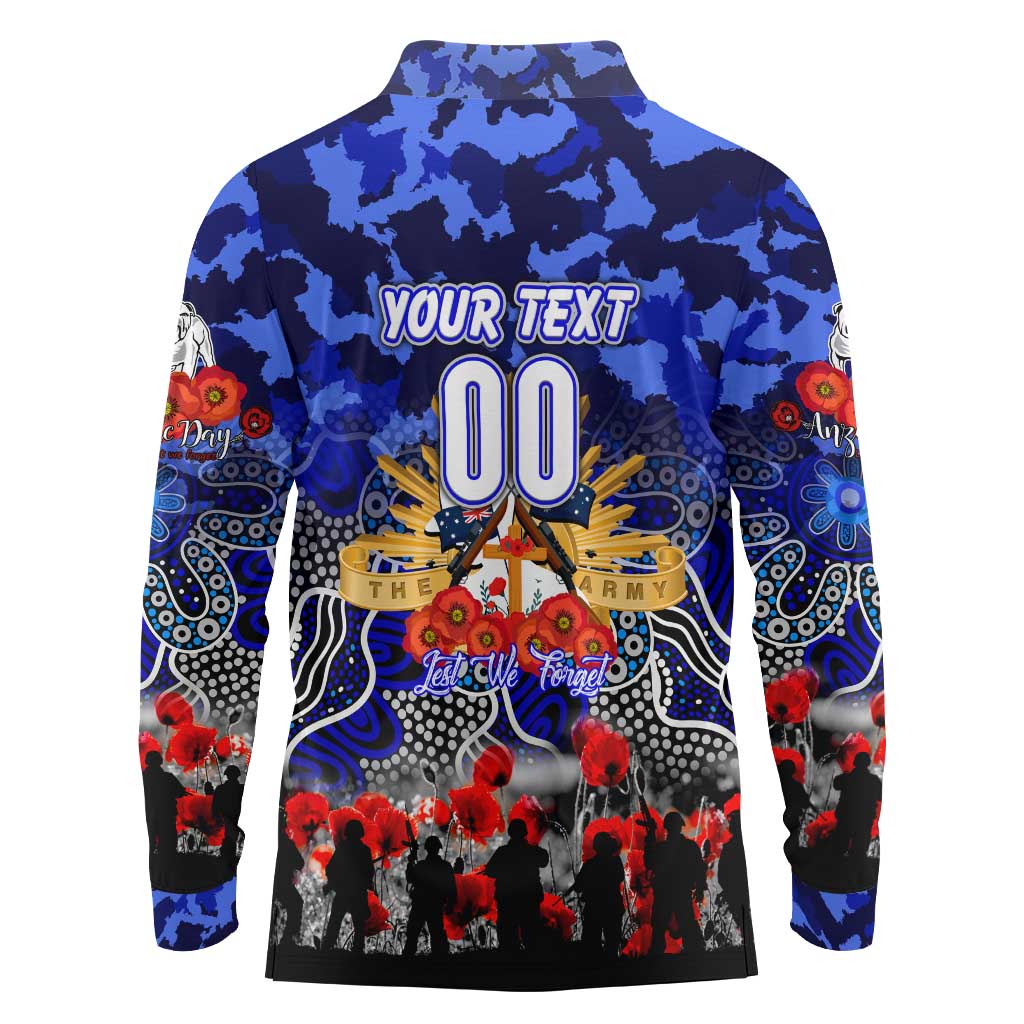 Personalized Bulldogs ANZAC Day Long Sleeve Polo Shirt Australian Army - Lest We Forget