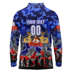 Personalized Bulldogs ANZAC Day Long Sleeve Polo Shirt Australian Army - Lest We Forget