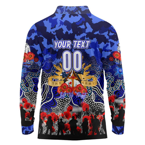 Personalized Bulldogs ANZAC Day Long Sleeve Polo Shirt Australian Army - Lest We Forget