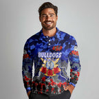 Personalized Bulldogs ANZAC Day Long Sleeve Polo Shirt Australian Army - Lest We Forget