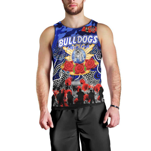 Personalized Bulldogs ANZAC Day Men Tank Top Australian Army - Lest We Forget