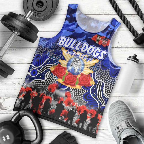 Personalized Bulldogs ANZAC Day Men Tank Top Australian Army - Lest We Forget