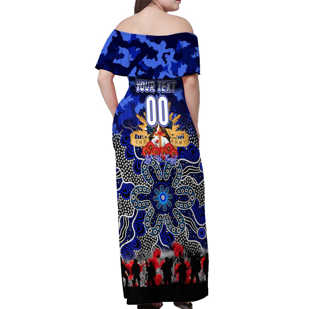 Personalized Bulldogs ANZAC Day Off Shoulder Maxi Dress Australian Army - Lest We Forget