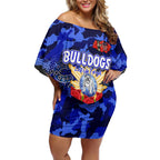 Personalized Bulldogs ANZAC Day Off Shoulder Short Dress Australian Army - Lest We Forget