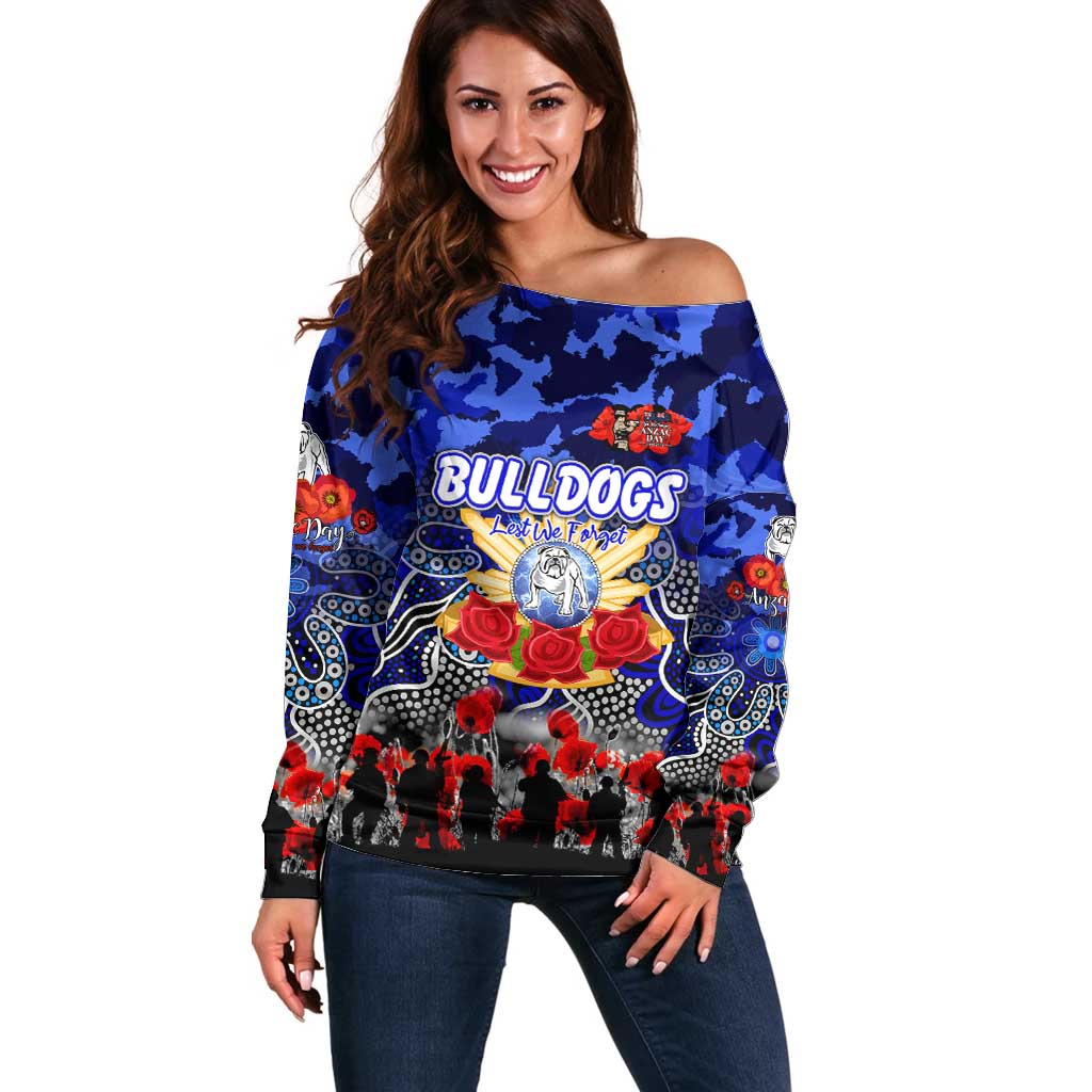 Personalized Bulldogs ANZAC Day Off Shoulder Sweater Australian Army - Lest We Forget
