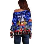 Personalized Bulldogs ANZAC Day Off Shoulder Sweater Australian Army - Lest We Forget