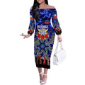 Personalized Bulldogs ANZAC Day Off The Shoulder Long Sleeve Dress Australian Army - Lest We Forget