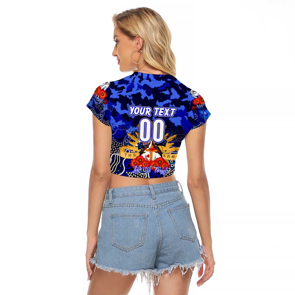 Personalized Bulldogs ANZAC Day Raglan Cropped T Shirt Australian Army - Lest We Forget