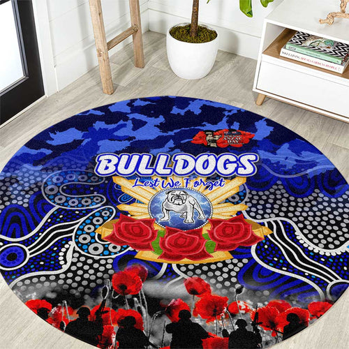 Bulldogs ANZAC Day Round Carpet Australian Army - Lest We Forget