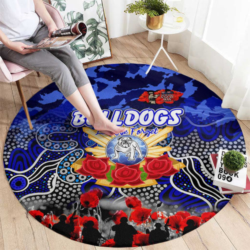 Bulldogs ANZAC Day Round Carpet Australian Army - Lest We Forget