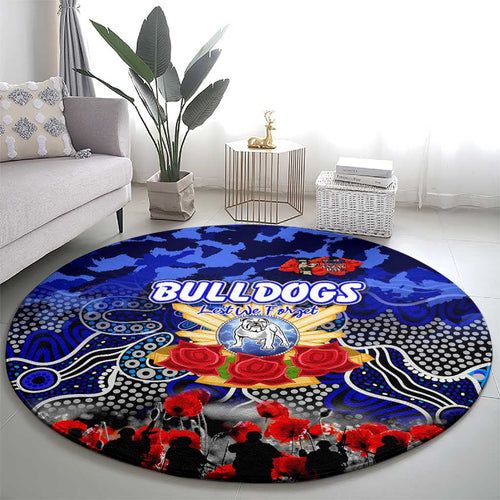 Bulldogs ANZAC Day Round Carpet Australian Army - Lest We Forget