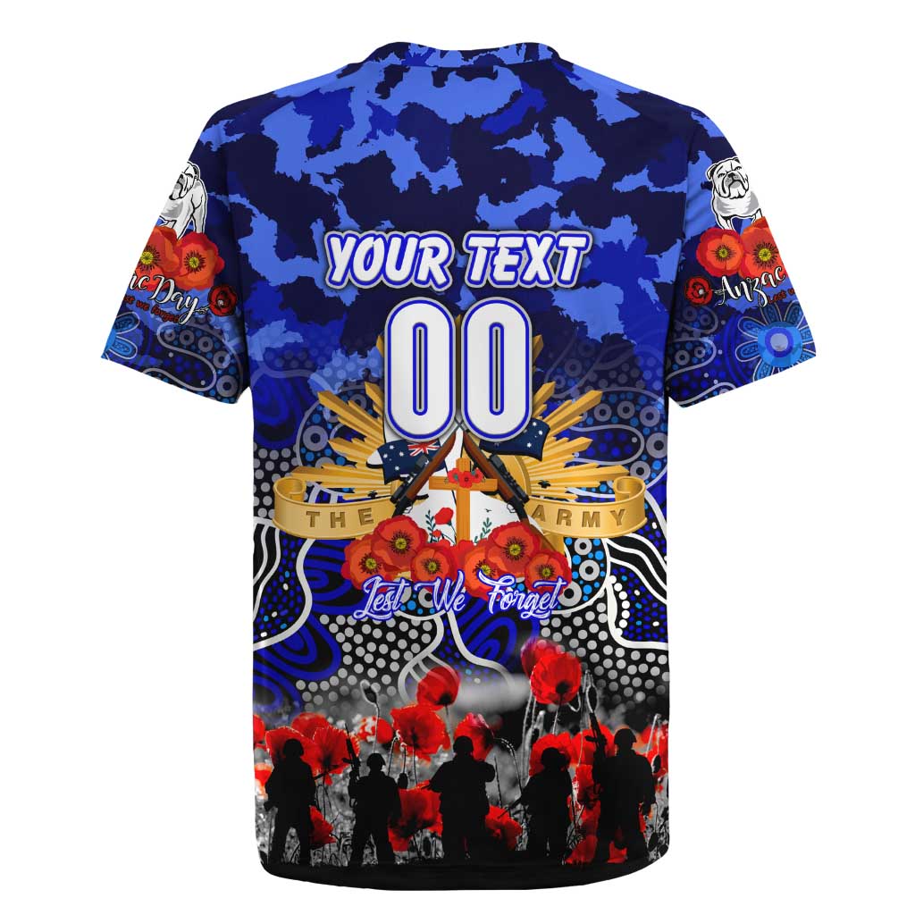 Personalized Bulldogs ANZAC Day Rugby Jersey Australian Army - Lest We Forget
