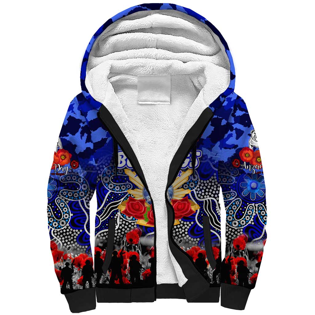 Personalized Bulldogs ANZAC Day Sherpa Hoodie Australian Army - Lest We Forget