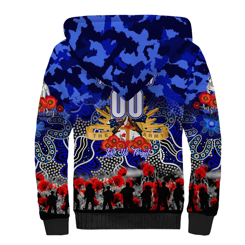 Personalized Bulldogs ANZAC Day Sherpa Hoodie Australian Army - Lest We Forget