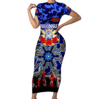 Personalized Bulldogs ANZAC Day Short Sleeve Bodycon Dress Australian Army - Lest We Forget