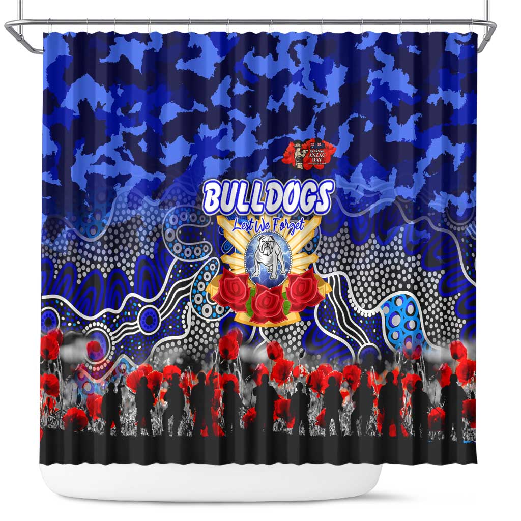 Bulldogs ANZAC Day Shower Curtain Australian Army - Lest We Forget
