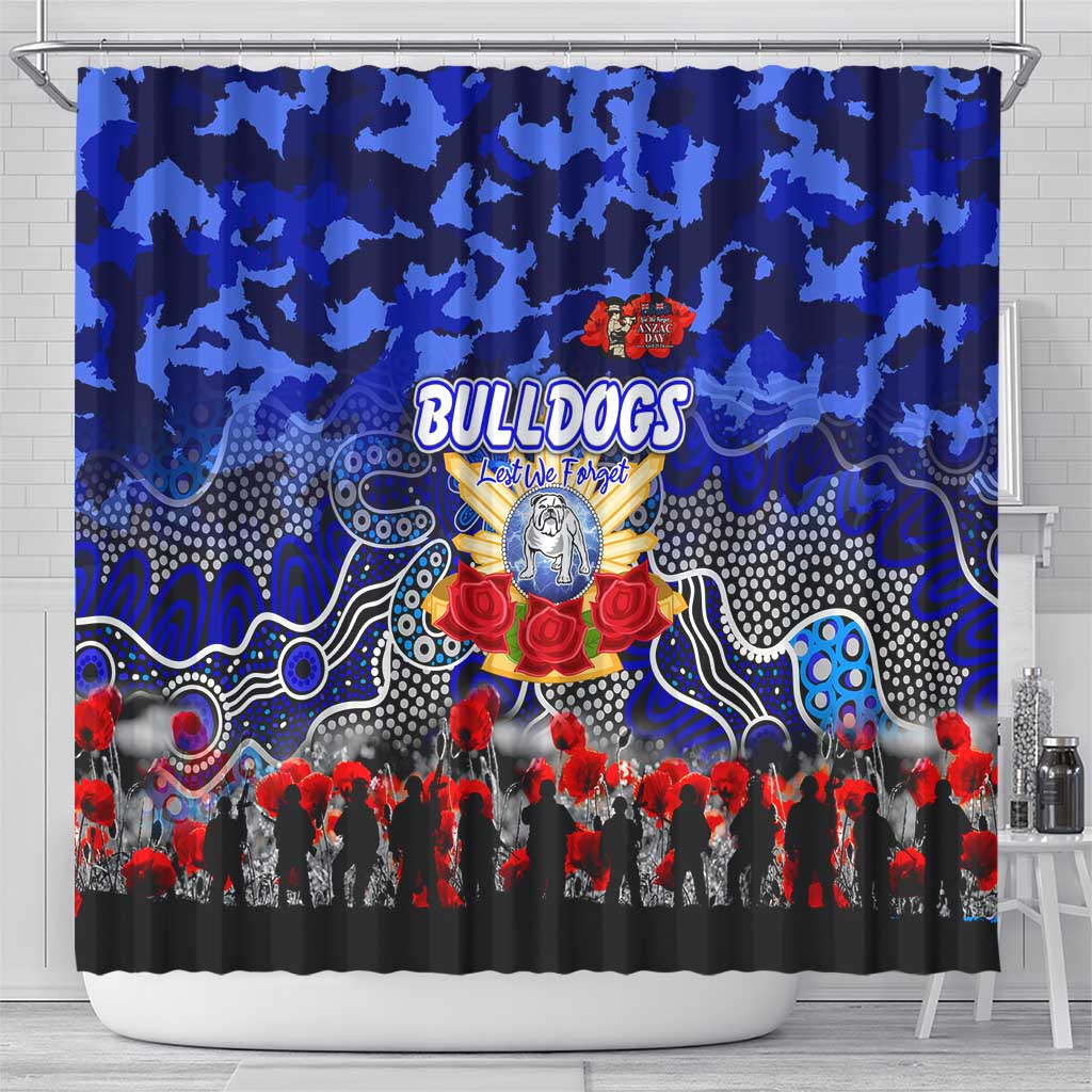 Bulldogs ANZAC Day Shower Curtain Australian Army - Lest We Forget