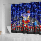 Bulldogs ANZAC Day Shower Curtain Australian Army - Lest We Forget