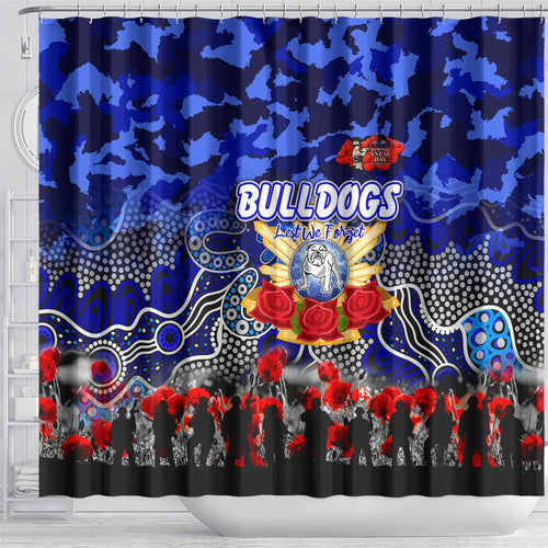 Bulldogs ANZAC Day Shower Curtain Australian Army - Lest We Forget