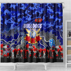 Bulldogs ANZAC Day Shower Curtain Australian Army - Lest We Forget