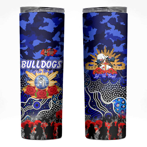 Personalized Bulldogs ANZAC Day Skinny Tumbler Australian Army - Lest We Forget