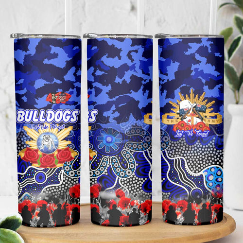 Personalized Bulldogs ANZAC Day Skinny Tumbler Australian Army - Lest We Forget