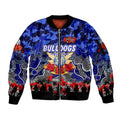 Personalized Bulldogs ANZAC Day Sleeve Zip Bomber Jacket Australian Army - Lest We Forget