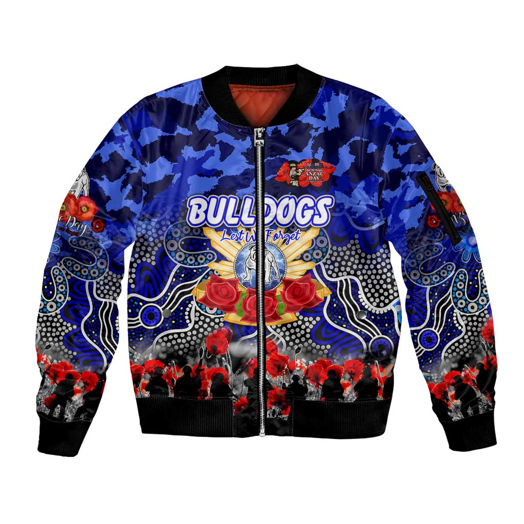 Personalized Bulldogs ANZAC Day Sleeve Zip Bomber Jacket Australian Army - Lest We Forget
