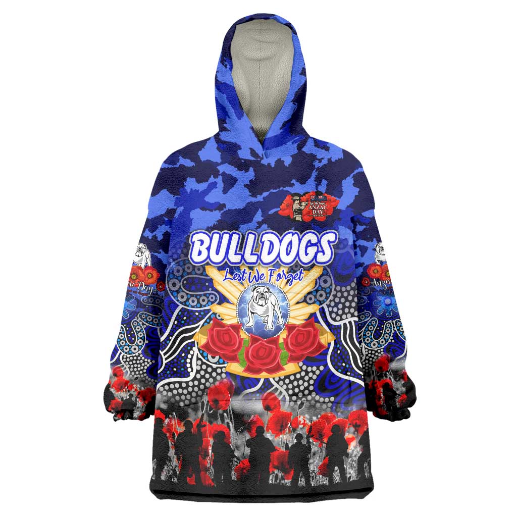 Personalized Bulldogs ANZAC Day Wearable Blanket Hoodie Australian Army - Lest We Forget