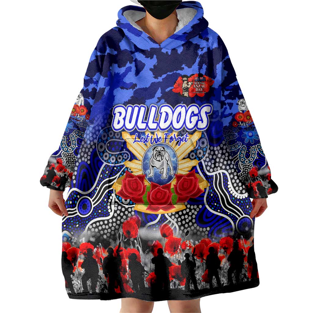 Personalized Bulldogs ANZAC Day Wearable Blanket Hoodie Australian Army - Lest We Forget
