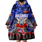 Personalized Bulldogs ANZAC Day Wearable Blanket Hoodie Australian Army - Lest We Forget